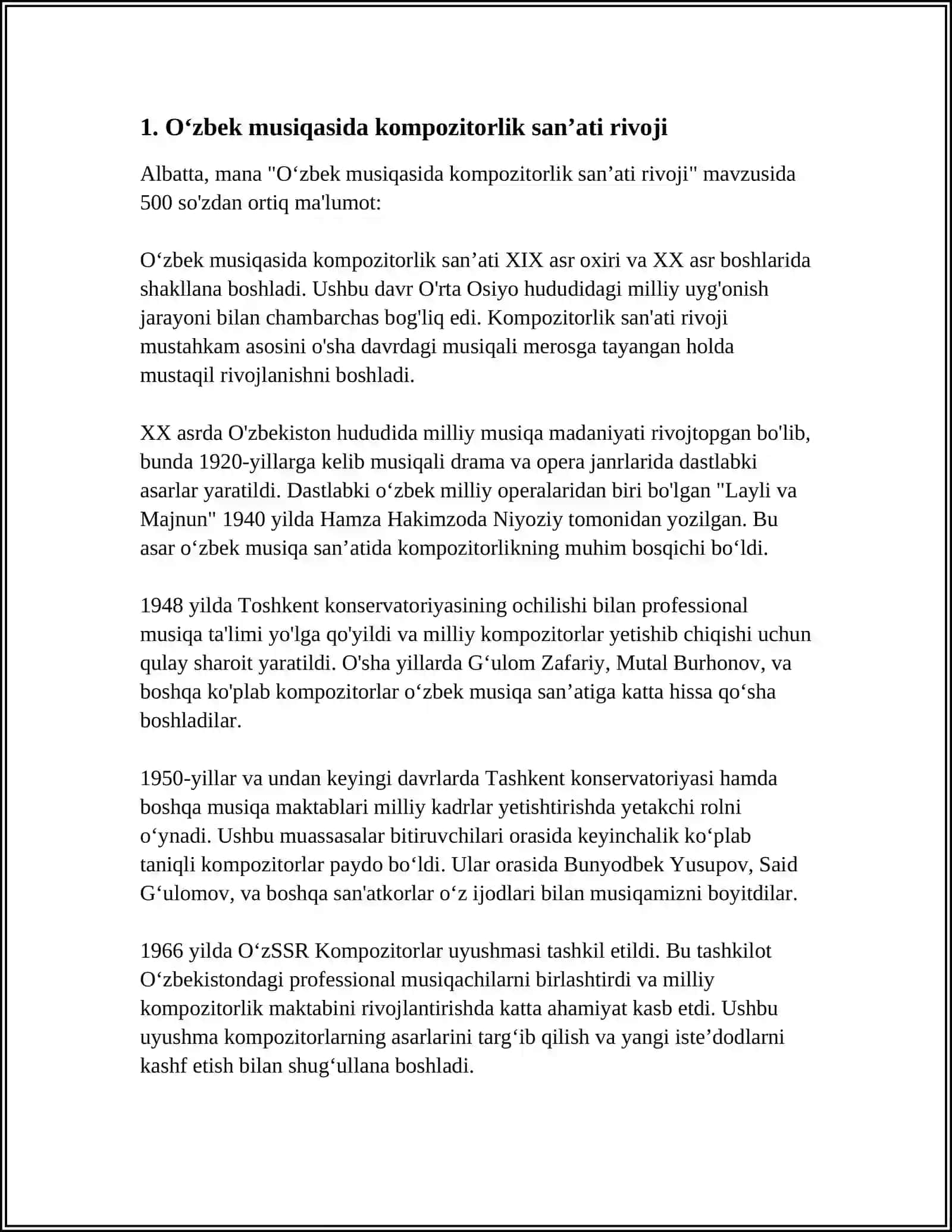 ÒZBEK MUSIQASIDA KOMPOZITORLIK VA BASTAKORLIK USLUBLARI 4