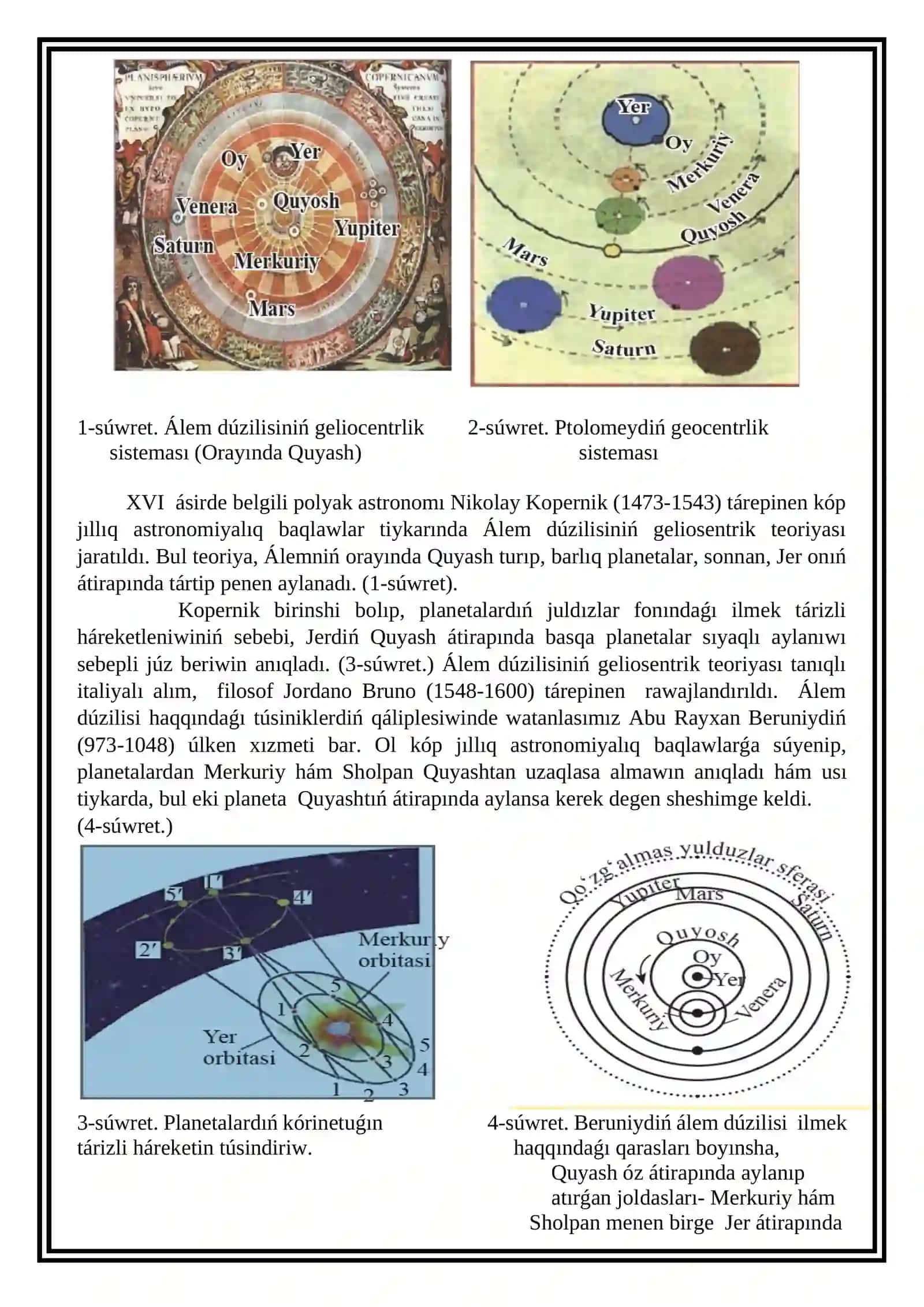 Planetalardıń ilmek tárizli kórinerlik qozǵalısların túsindiriw 4