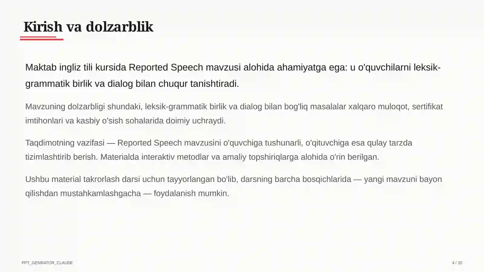 Reported Speech (9-sinf) 4