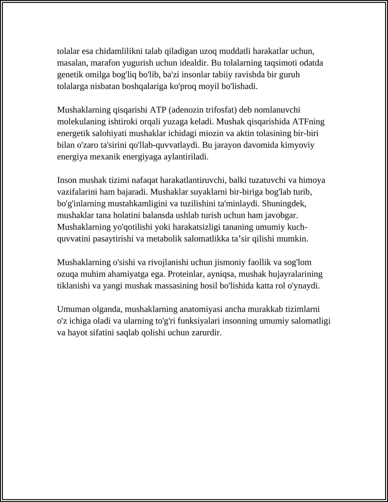 MUSHAKLARNING ISHI VA BIOMEXANIKASI. LESGAFT MUSHAKLAR TÒĢRISIDA MALUMOT 4