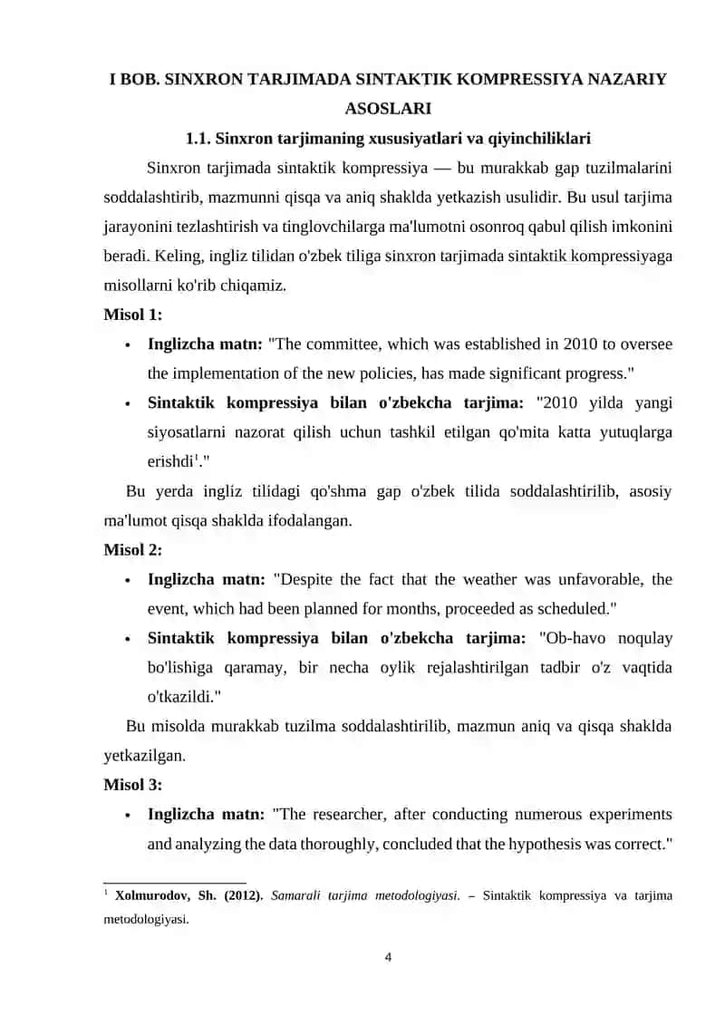 Sinxron tarjimada sintaktik kompressiya masalasi 4