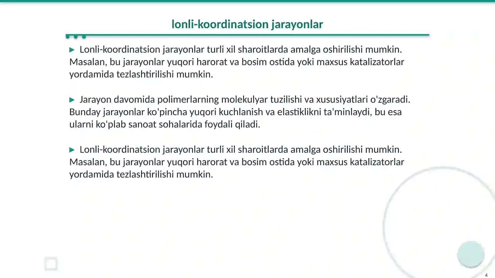 lonli-koordinatsion polimerlanish reaksiyalari 4