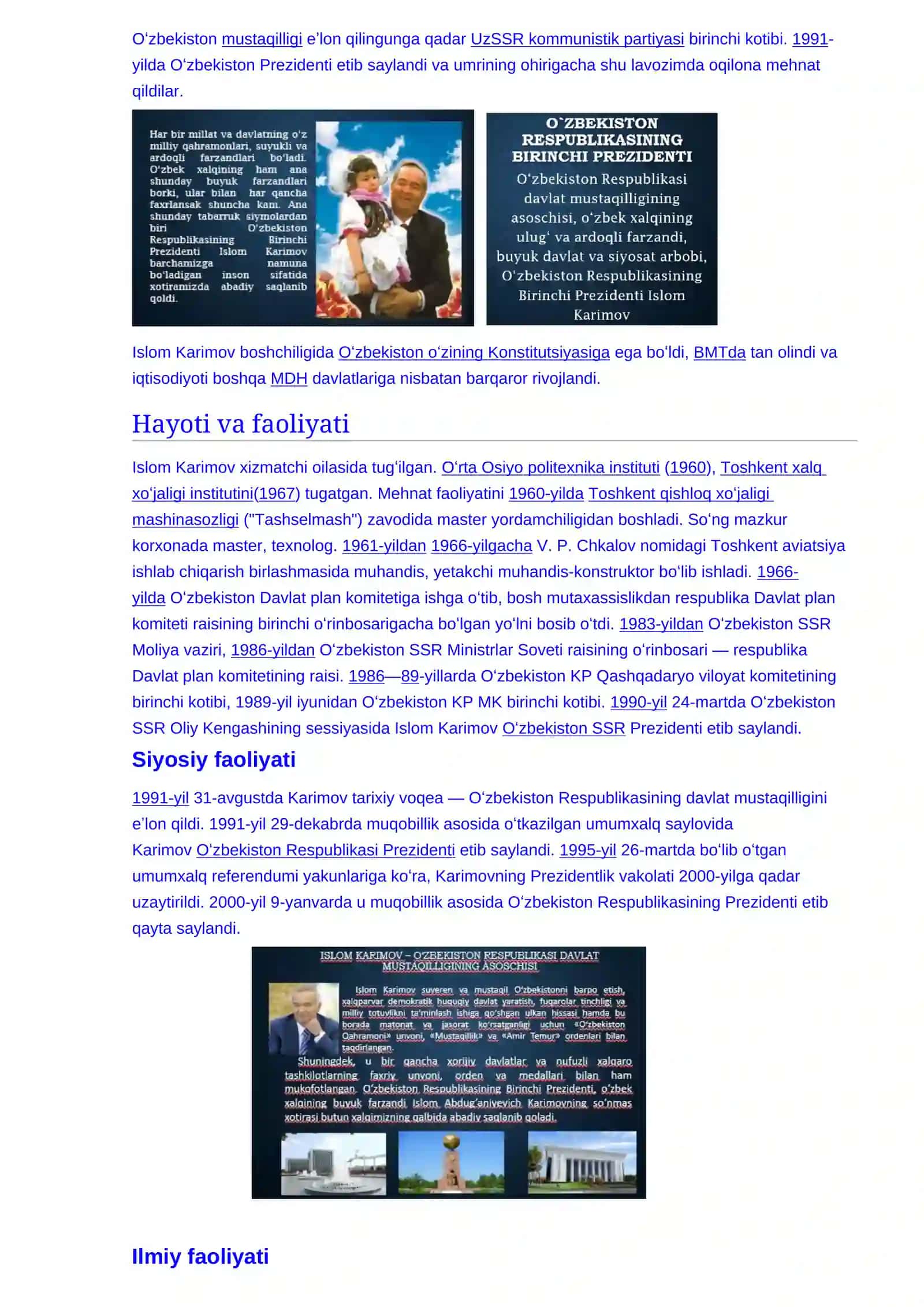 Mustaqilligimiz asoschisi I.A.Karimov hayot yo`llari 4