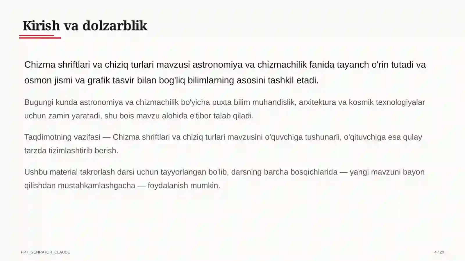 Chizma shriftlari va chiziq turlari (8-sinf) 4