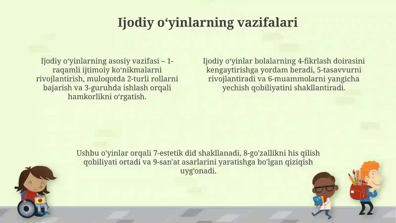 Ijodiy oʻyinlar: ularning maqsadi, vazifalari, turlari va xususiyatlari 4