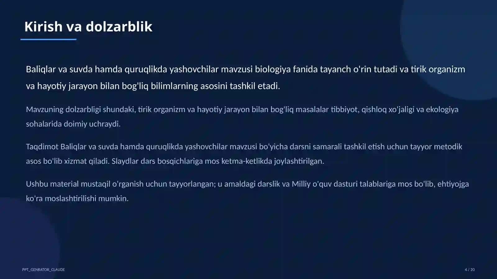Baliqlar va suvda hamda quruqlikda yashovchilar (7-sinf) 4