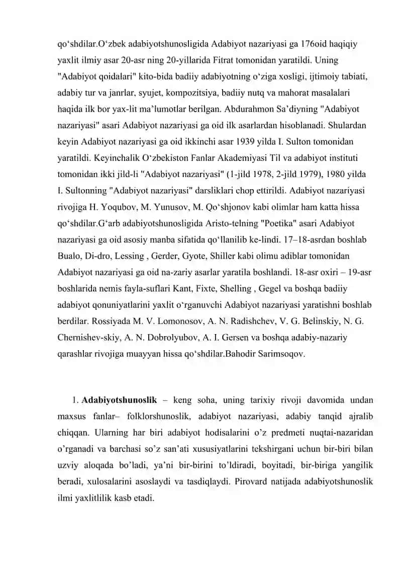 Adabiyot nazaryasi-adabiyotshunoslikning asosiy qismi 4