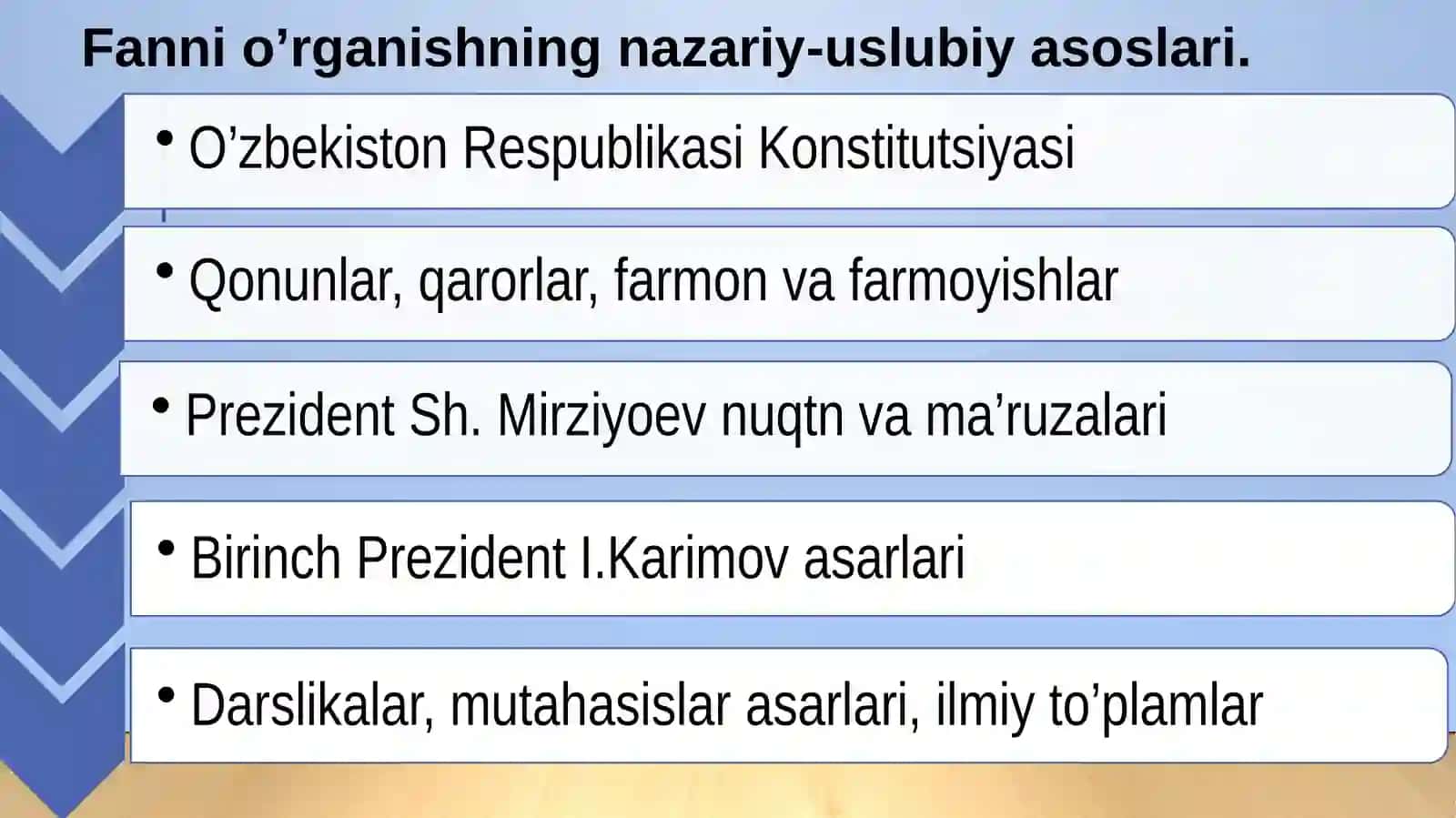 “O’zbekistonning eng yangi tarixi” o’quv fanining predmeti, maqsadi  va vazifalari, nazariy-metodologik tamoyillari. 4