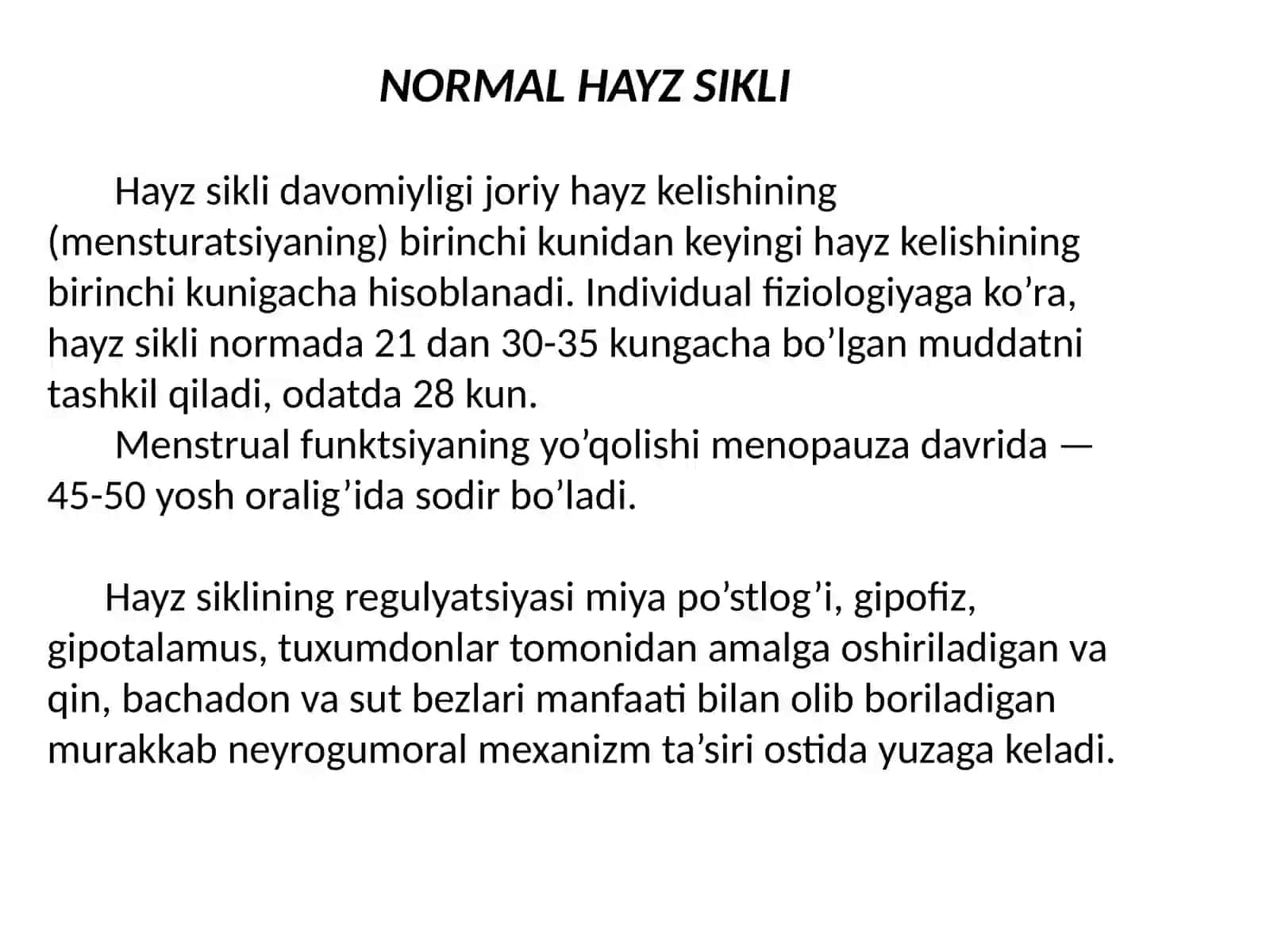 Hayz siklining buzilish sabablari. klimakterik sindrom 4