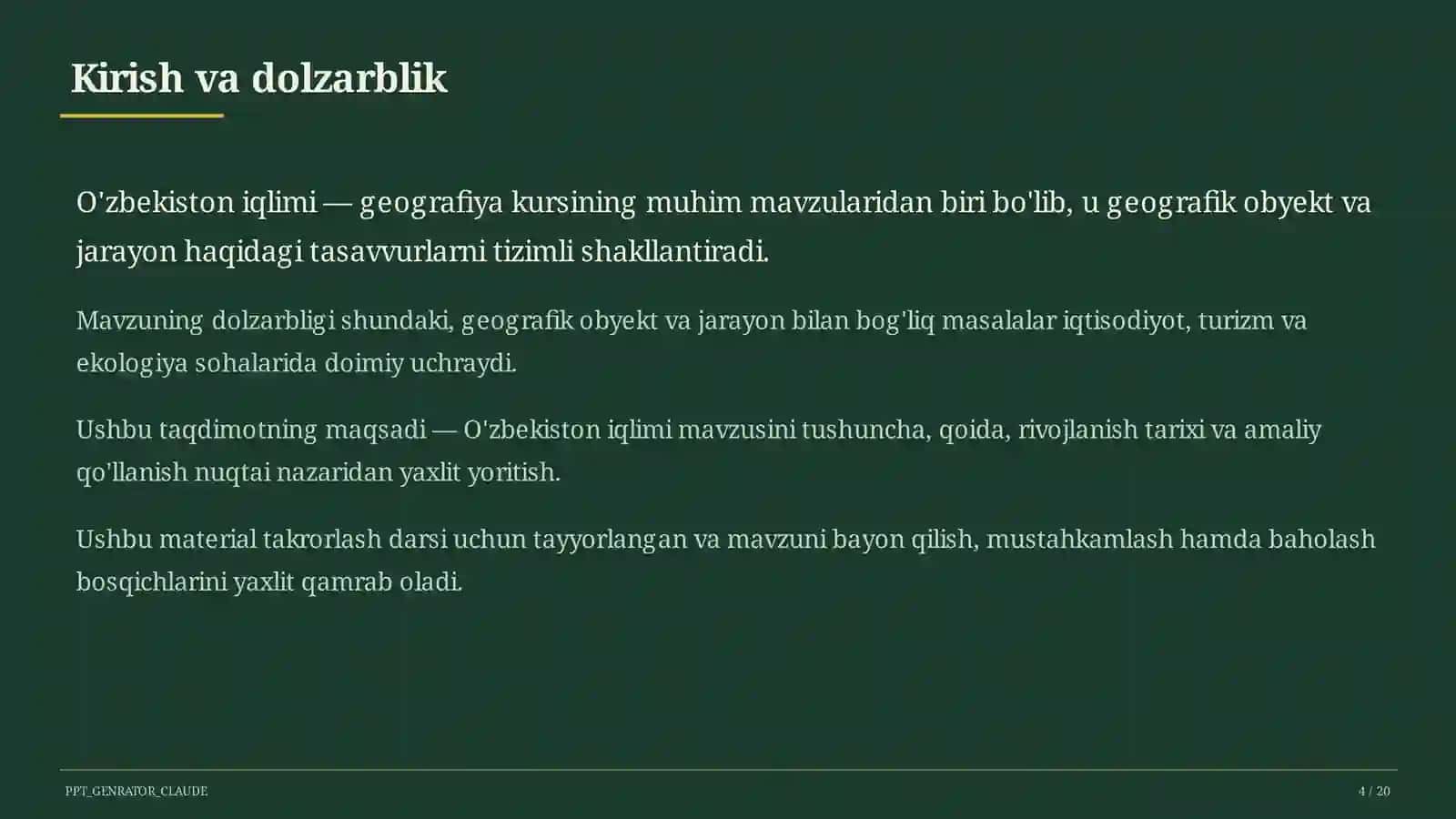 O'zbekiston iqlimi (8-sinf) 4