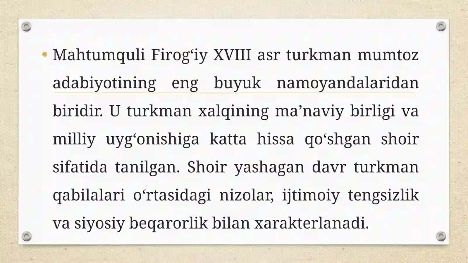 Qaysinquliyev va Mahtumquli she'riyatining tahlili 4