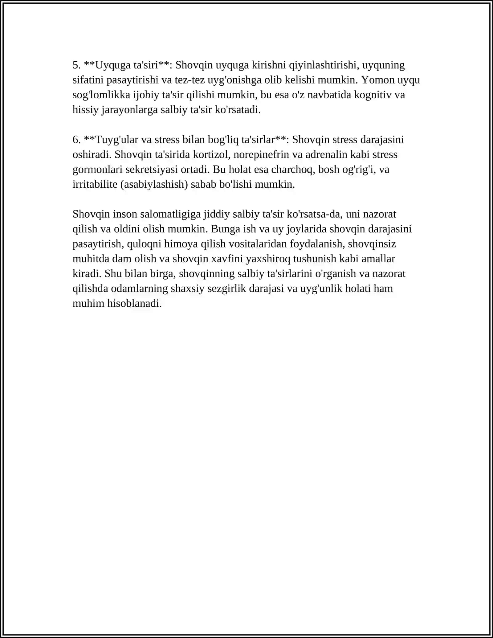 INSON ORGANIZMIGA SHOVQINNING TAʼSIRI VA UNINI KAMAYTIRISH VOSITALARI 4
