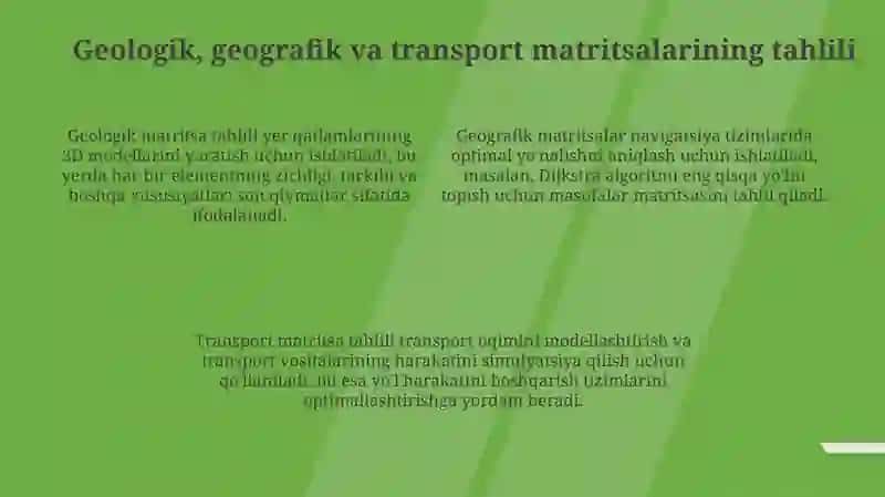 Matritsalarning geologik geografik transport toʻrlarida ishlatilinishi 4