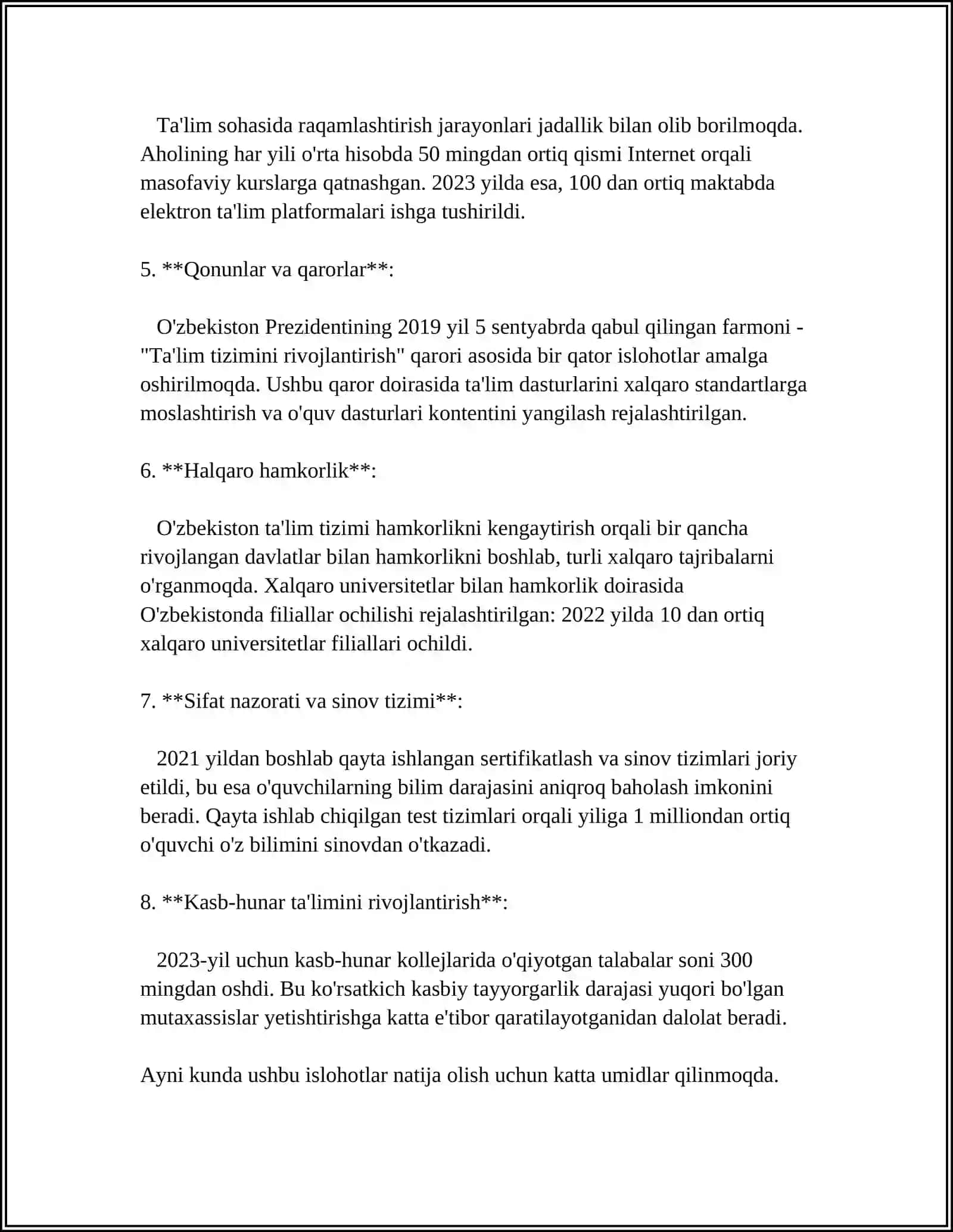O'ZBEKISTON RESPUBLIKADAGI IJTIMOIY SOHADAGI ISLOHATLAR 4