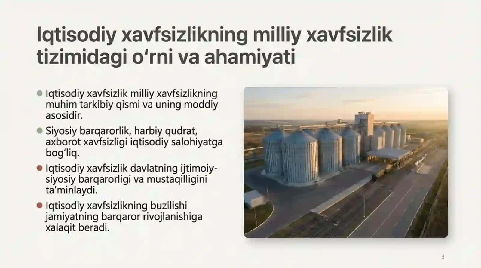 Milliy va mintaqaviy xavfsizlikni taʼminlashda iqtisodiy xavfsizlikning tutgan oʻrni 4