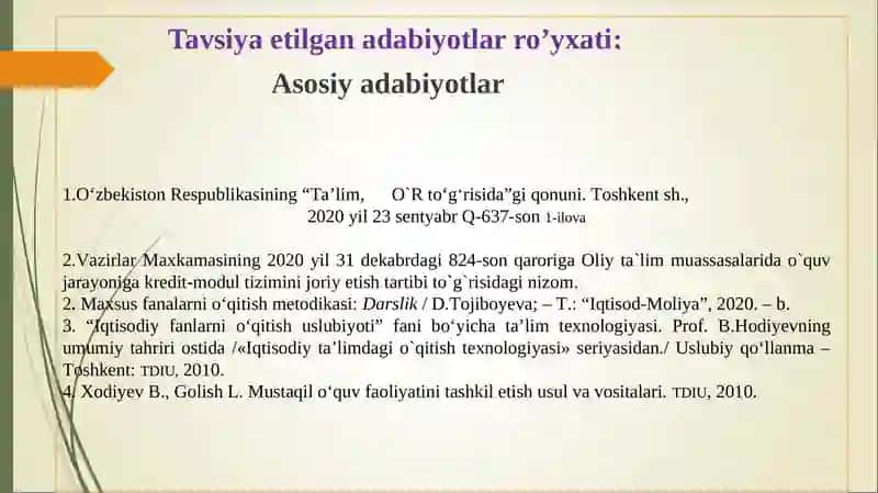 O`quv darslarining turlari va ularning mutaxassislar tayyorlashdagi roli 4