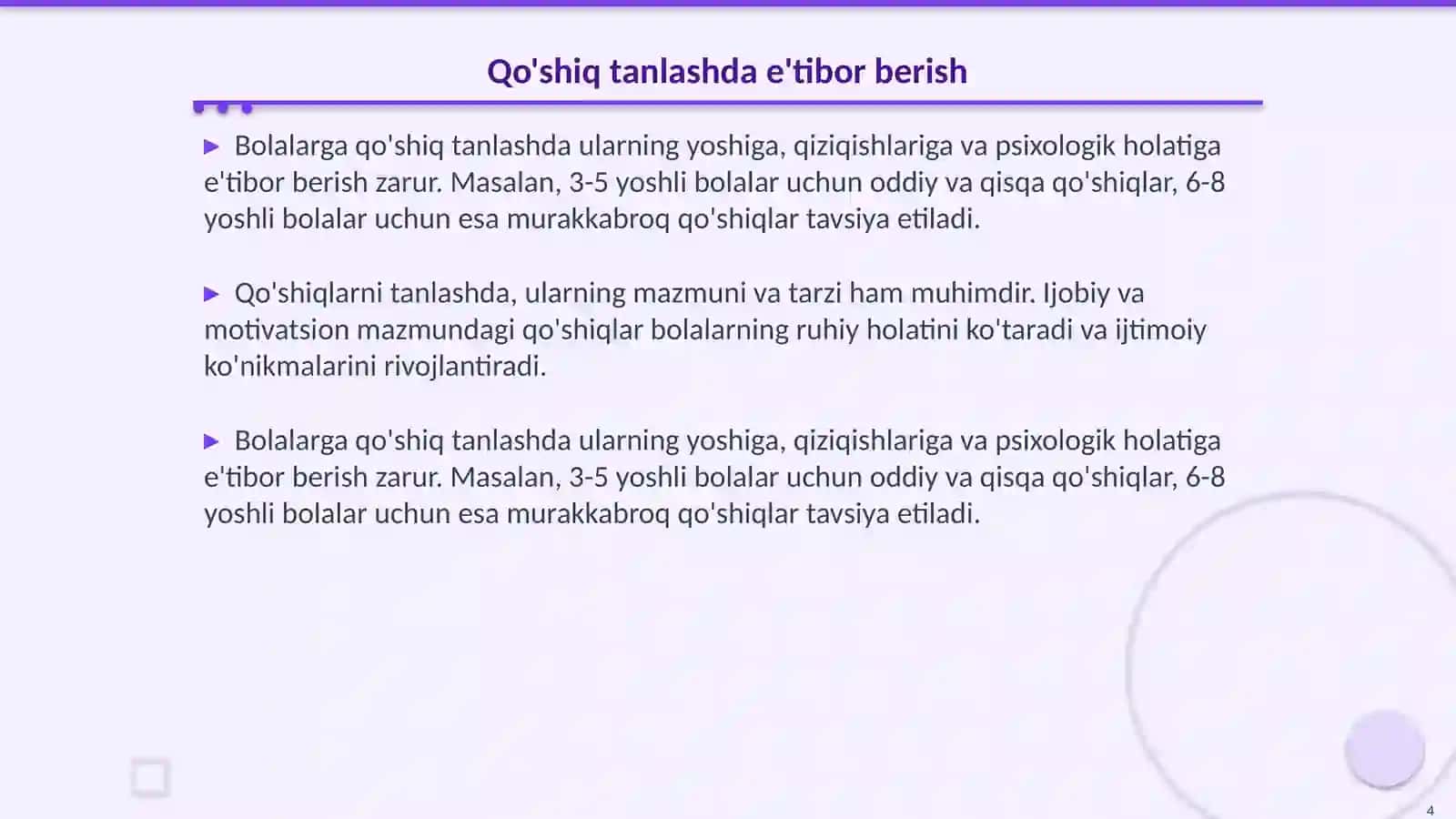 Bolalarni qo'shiq kuylashga o'rgatish 4