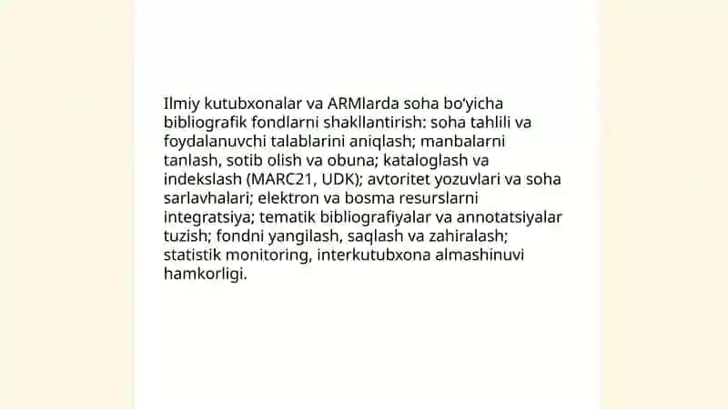 Soha bo‘yicha axborot-bibliografik xizmatning nazariy asoslari va tamoyillari 4