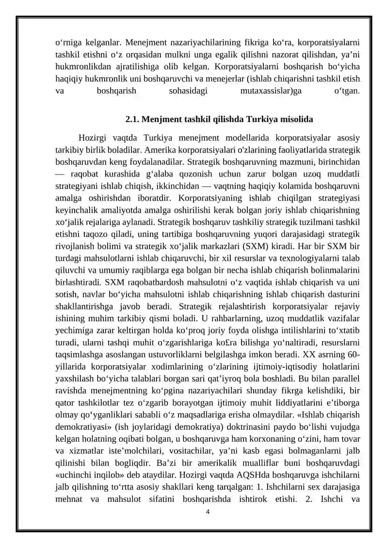 Menejmentni tashkil qilishning xorijiy tajribasi-Turkiya misolida 4