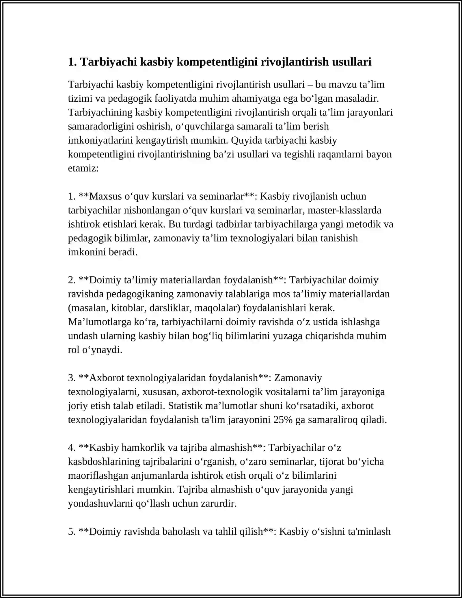 TARBIYACHI SHAXSIDA IJTIMOIY MUNOSABATLARNI RIVOJLANTIRISHGA OID KASBIY KOMPETENTLIKNI RIVOJLANISHI 4