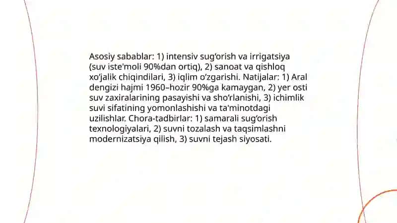 O‘zbekiston Respublikasining ijtimoiy-ekologik muammolari 4