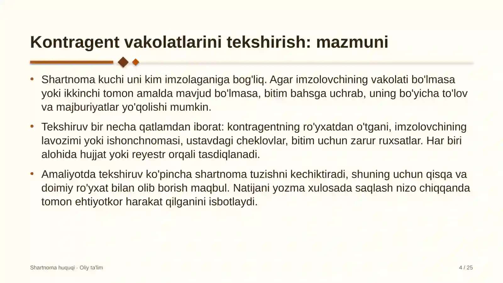Elektr tarmoqlari korxonalarida shartnoma tuzishda kontragent vakolatlarini tekshirish 4