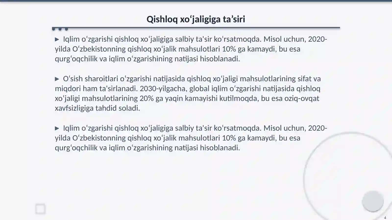 Iqlim o‘zgarishi va uning iqtisodiyotga ta’siri 4