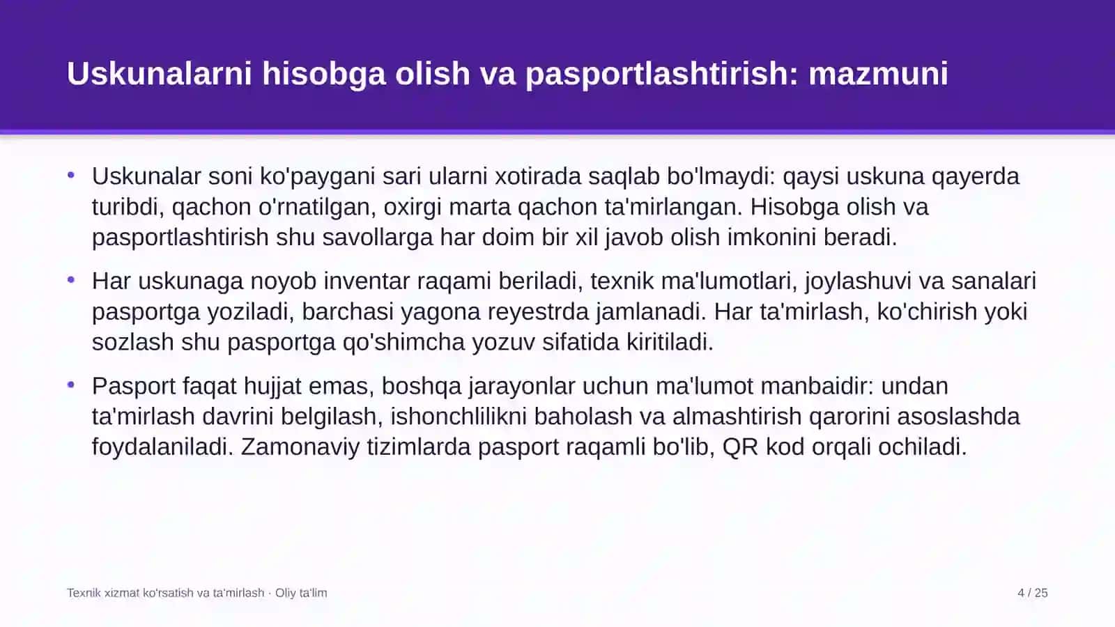 Ko'chmas mulk bozorida uskunalarni hisobga olish va pasportlashtirish 4