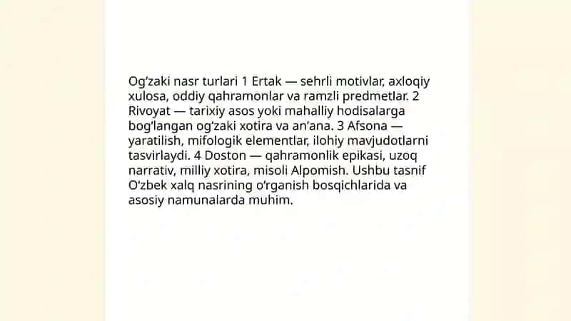 O‘zbek xalq nasrining o‘rganilish bosqichlari va asosiy namunalari 4