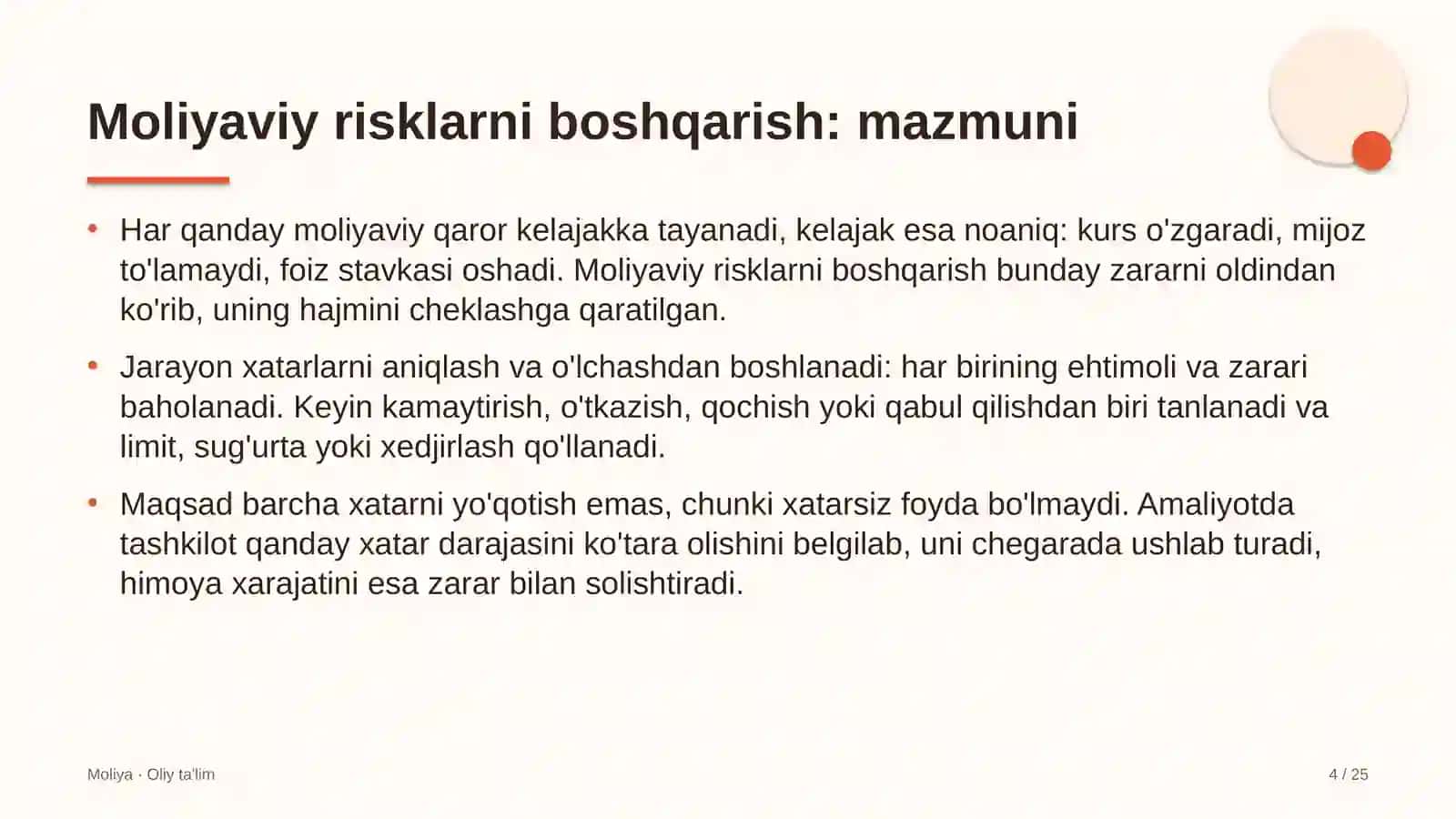 Moliyaviy risklarni boshqarish: mohiyati 4