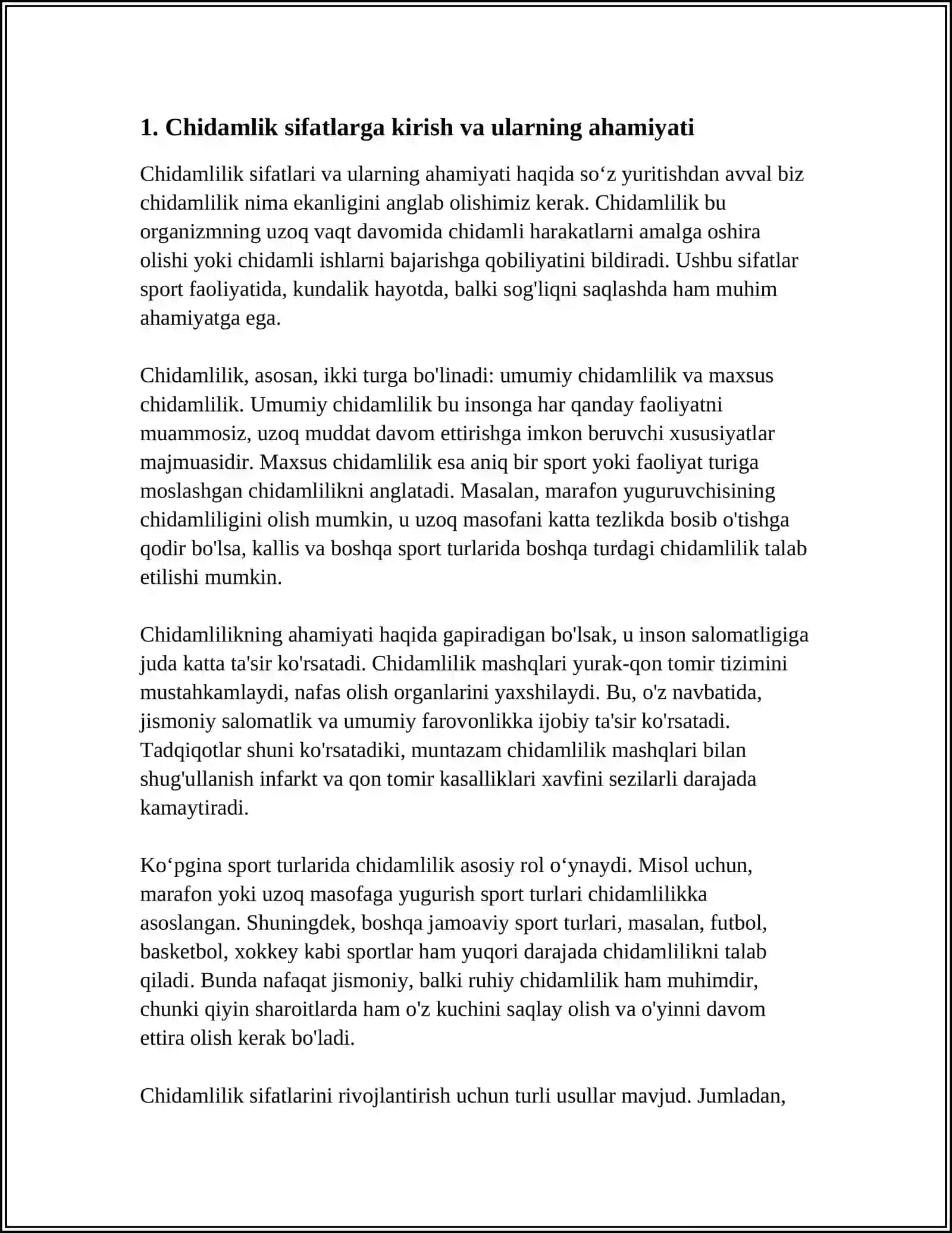 Jismoniy tarbiyada chidamlik sifati turlari va rivojlanish uslubiyati 4