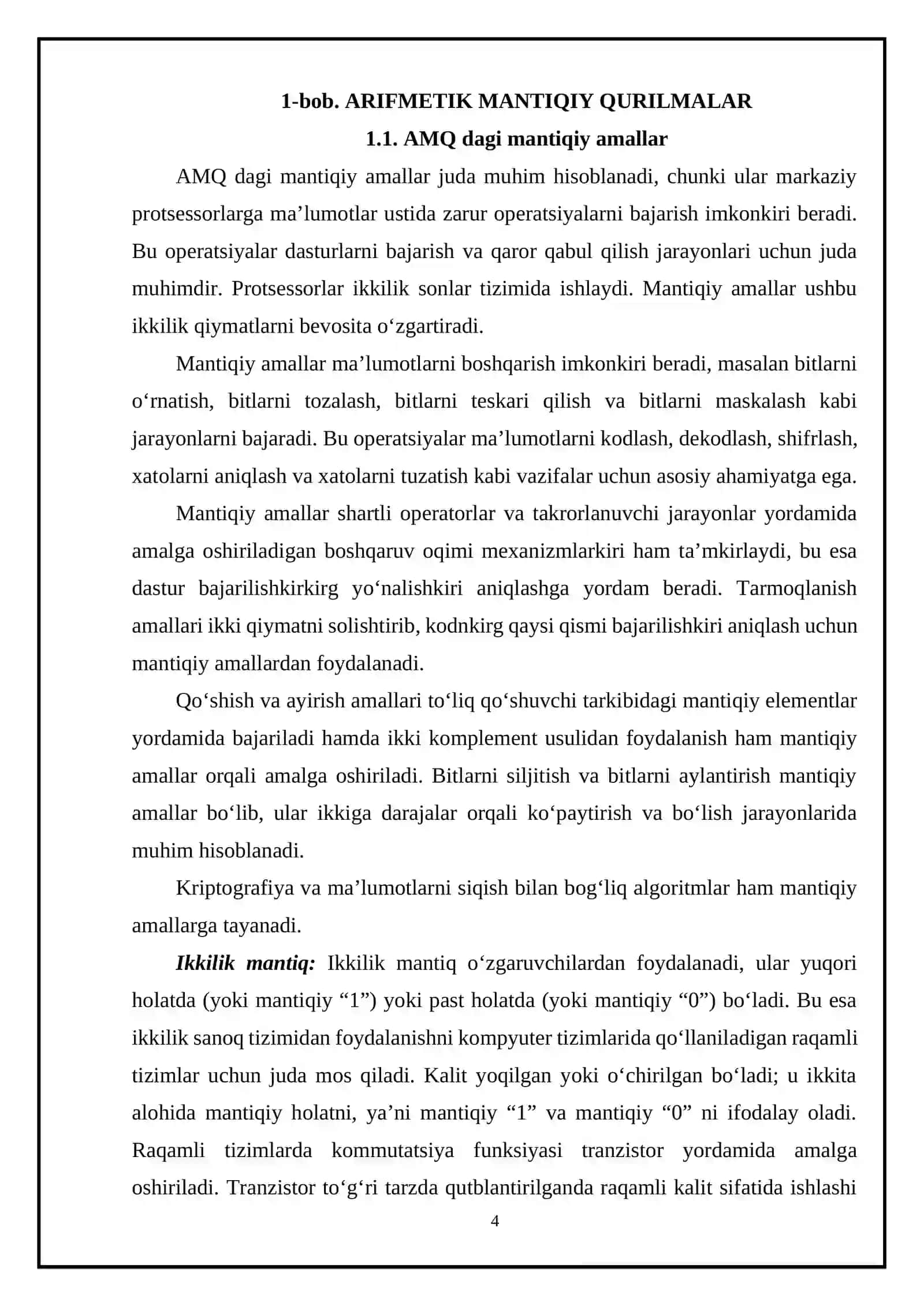 Arifmetik mantiqiy qurilmalar 4