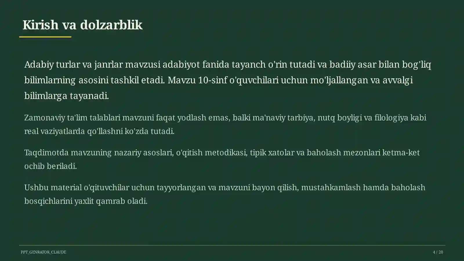 Adabiy turlar va janrlar (10-sinf) 4