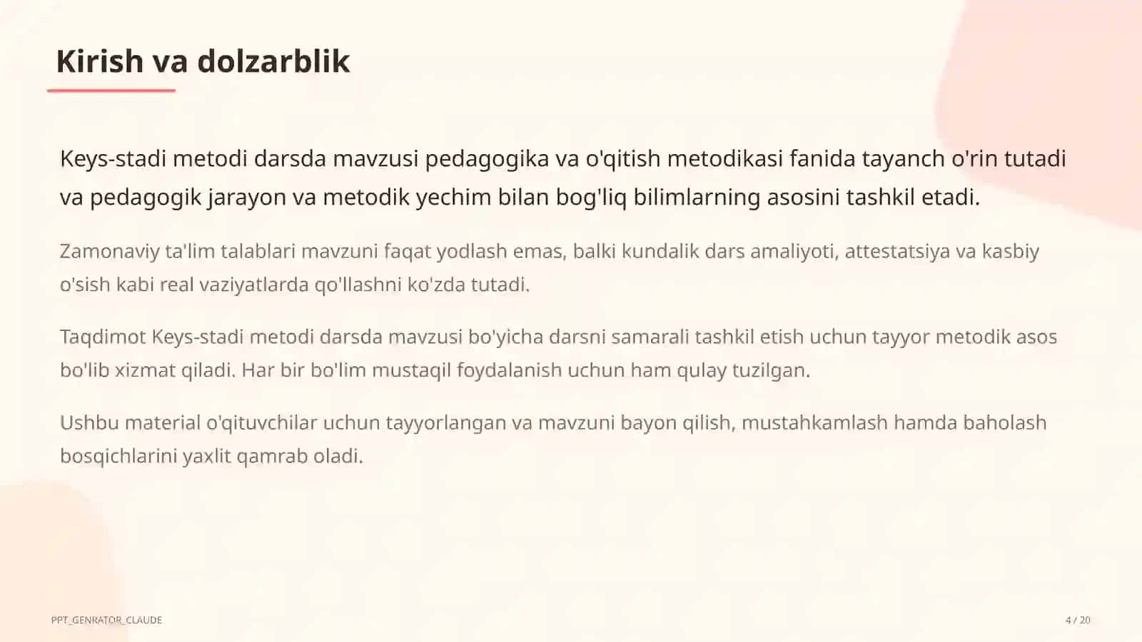 Keys-stadi metodi darsda 4