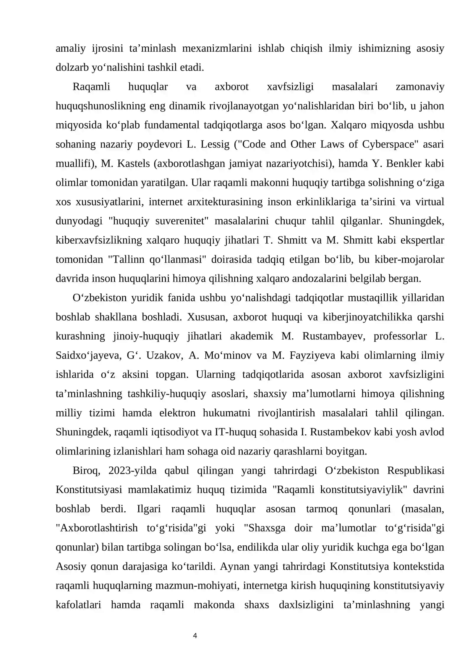 Yangi tahrirdagi Konstitutsiyada raqamli huquqlar va axborot xavfsizligi kurs ishi 4
