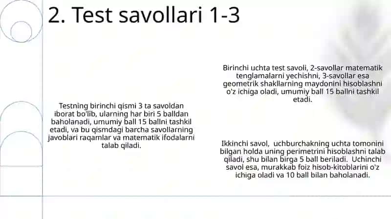 Test Savollari va Atamalar 4