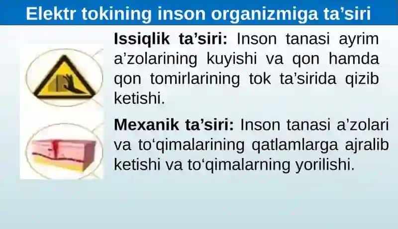 Elektr tokining inson organizmiga ta'siri 4