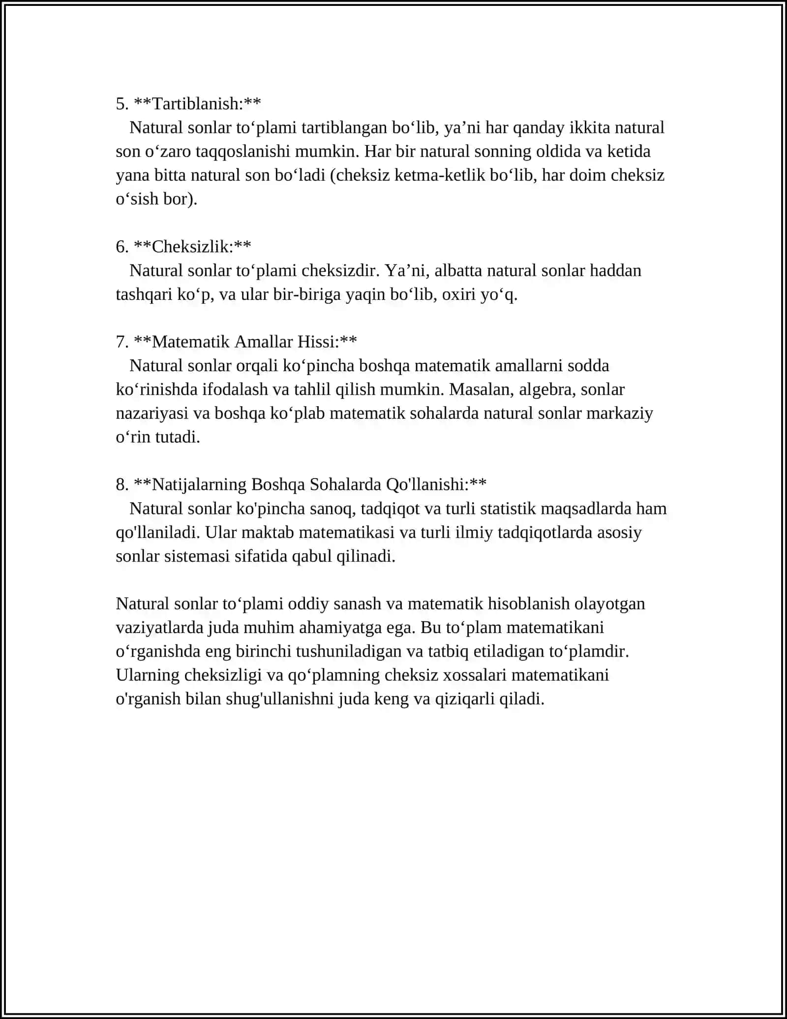 SONLI TÓPLAMLAR HAQIDA MAʼLUMOT 4