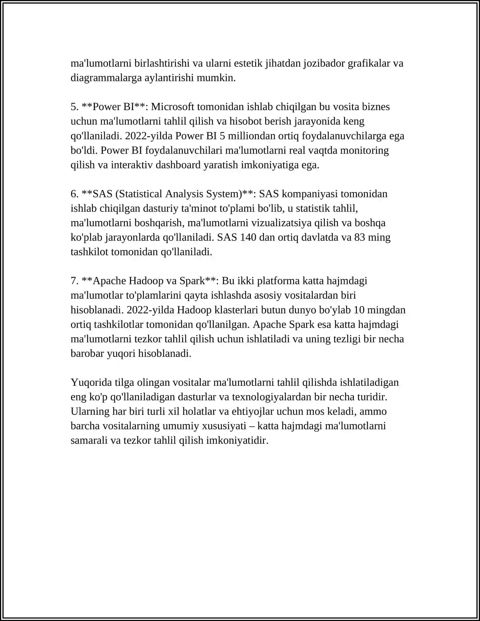 Ma'lumotlarni tahlil qilish vositalari 4