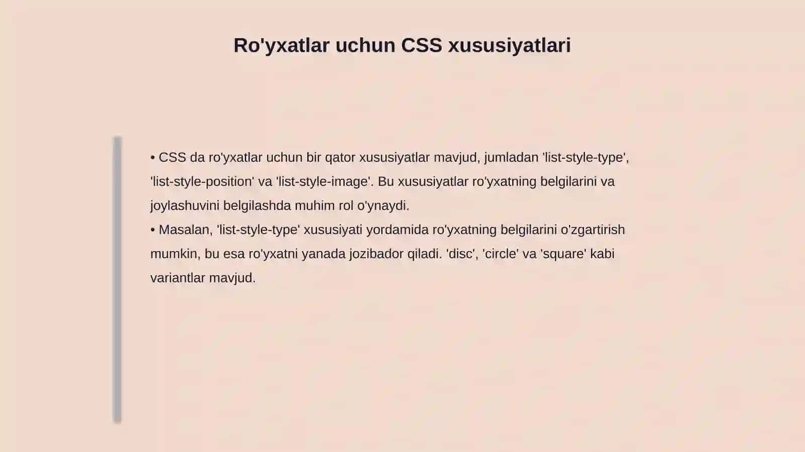 CSS da ro'yxatga stil berish 4