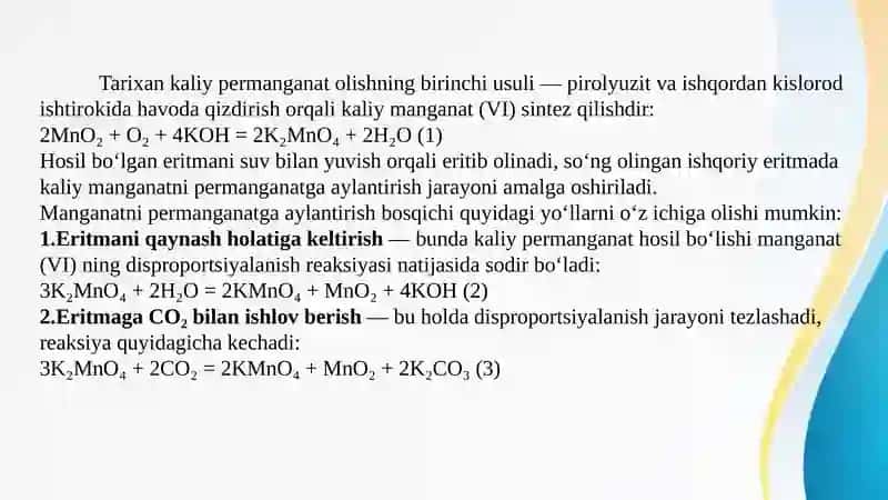 KALIY PERMANGANAT ISHLAB CHIQARISH 4