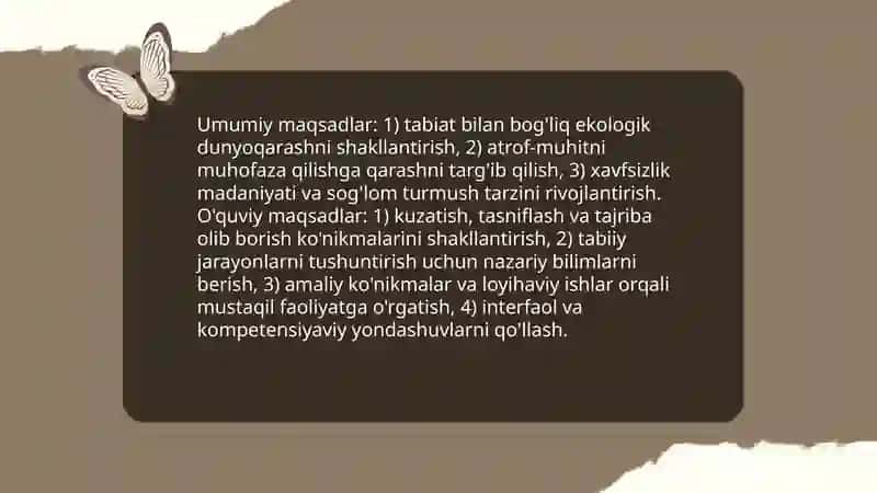 Tabiat bilan tanishtirish metodikasi fanining predmeti maqsad va vazifalari 4
