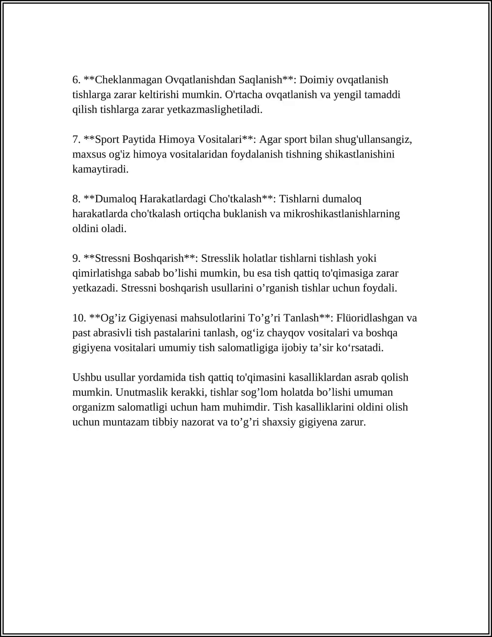 TISH QATTIQ TO’QIMASIDA NOKARIES KASALLIKLARI PROFILAKTIKASI USULLARI. OG'IZ BO'SHLIG'I SHILLIQ QAVATI KASALLIKLARI PROFILAKTIKASI 4