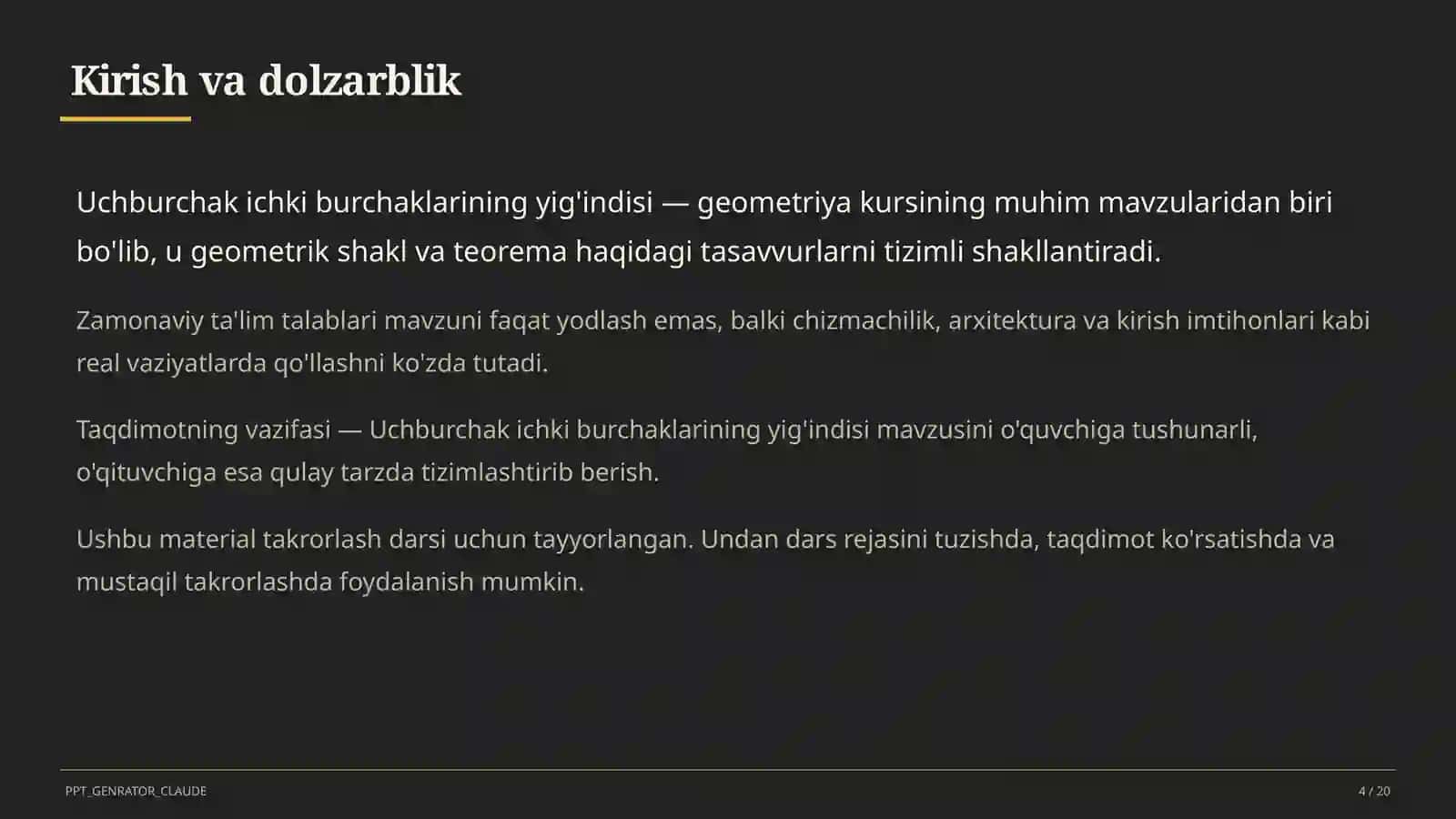 Uchburchak ichki burchaklarining yig'indisi (7-sinf) 4