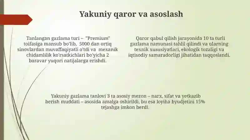 Gazlama tanlash va asoslash 4