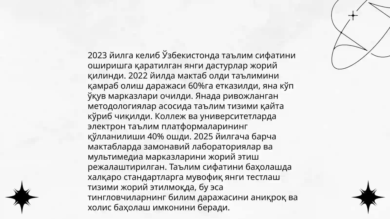Узбекистон Республикаси ривожининг янги боскичида таълим тарбия ислохотлари 4