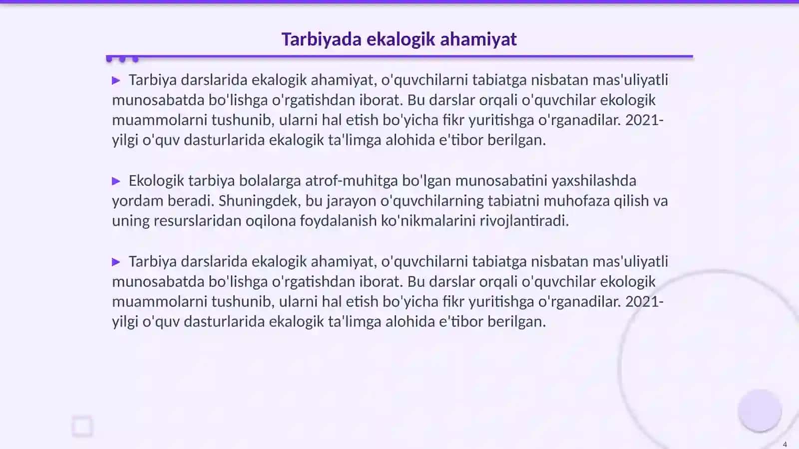 Ekalogik madaniyatni shakllantirish 4