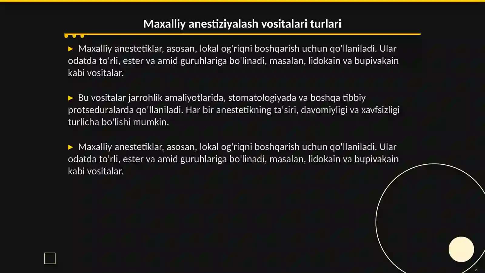 Maxalliy anestiziyalash vositalari turlari 4