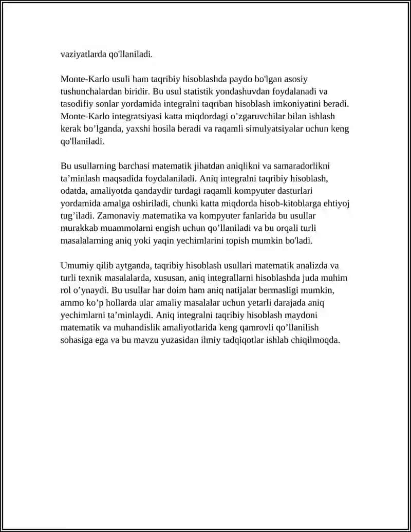 ANIQ INTEGRALNI TAQRIBIY HISOBLASH 4
