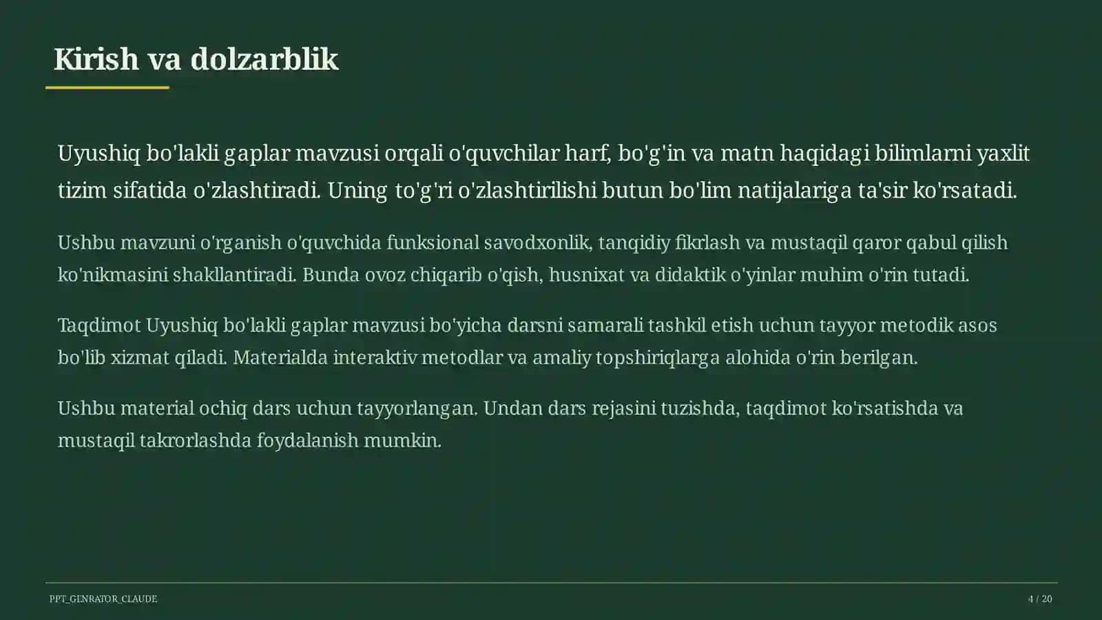 Uyushiq bo'lakli gaplar (4-sinf) 4